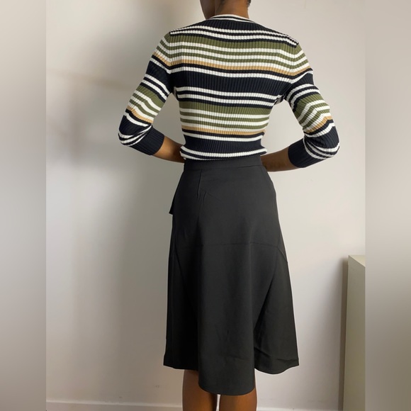 NWT Black Wrap skirt with Ring Cinch Belt A Line Bohemian Midi Skirt - Picture 5 of 5